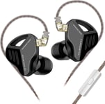 Iem Kz Zvx ¿¿couteurs In Ear Monitor De 10 Mm ¿¿ Double Cavit¿¿ Doublure Dynamique En M¿¿tal Avec Cable D¿¿tachable ¿¿ 2 Broches Plaqu¿¿ Argent Pour Audiophiles Musiciens(Noir, Avec Micro)