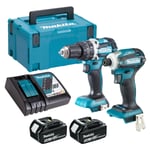 Makita 18V DHP484 Combi Drill & DTD172 Impact Driver 2 x 5.0Ah Battery & Charger