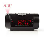 Nedis - Digital vækkeur Radio | LED Display | Tidsprojektion | AM / FM | Snooze funktion | Sleep timer | Antal alarmer: 2 | Sort - CLAR005BK