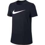 Nike W NK Dry Tee DFC Crew T-Shirt Femme, Black/Black/HTR/(White), FR : 2XL (Taille Fabricant : 2XL)