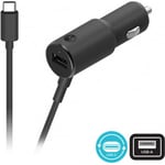 Motorola TurboPower 36 Duo biladapter USB-C, 36 W, svart