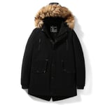 Parka Homme De Marque Plus De Velours À Poches Multiples Doudoune Homme Fourrure À Capuche Manteau Homme Mi-Longue -Zs306867