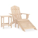 Chaise de jardin - Chaise d'extérieur pour terrasse/jardin Adirondack avec repose-pied et table Sapin BV521491 - BonneVie