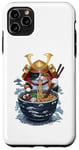 Coque pour iPhone 11 Pro Max Chat Samouraï mangeant des ramen Anime