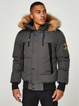 Zavetti Canada Aylmer Bomber Parka Coat - Asphalt, Dark Grey, Size S, Men