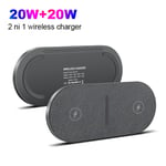 40W Dual  Wireless Charger Mat Fast Charging Pad For iPhone 14 12 Samsung S22+