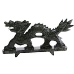 Lachineuse - Large Dragon Feng Shui Figurine - Jade Stone Statue - 14.5 x 30 cm - Symbol of Power, Strength & Longevity - Asian Chinese Decoration - For Office, Home - Black