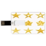 16GB USB Flash Drives Credit Card Shape Yellow Memory Stick Bank Card Style Different Types and Forms and Shapes of Gold Stars Christmas Winter Illustration for Design,Golden Waterproof Pen Thumb Love