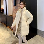 Doudoune Femme Hiver Femmes Parkas Décontracté Col Montant Chaud Rembourré Manteau Femme Solide Style Vêtements D'Extérieur Neige Hiver Veste Femmes XS Beige