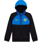 Nike Inter B NSW Hybrid Fz Sweat-Shirt Garçon Black/Blue Spark/(Tour Yellow) (No Sponsor) FR: L (Taille Fabricant: L)