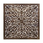 DRW Retable carré en Bois MDF ajouré en Marron 60x1,7x60cm