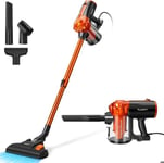 Aspirateur Balai avec Fil sans Sac 600 W iwoly,Cable de 7 m, Puissant et léger, système cyclonique, Filtre HEPA, Orange