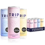 TRIP Mindful Blends - Mixed Pack Sparkling Drink with Magnesium Citrate + Ashwagandha + Lion’s Mane + L-theanine. Low Calorie and Vegan (Pack of 12 x 250ml)