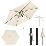 WOLTU Parasol de Jardin, 270cm, Parasol Inclinable avec Manivelle, Parasol Hexagonal pour Jardin/Balcon/Terrasse/Plage/Marché, Tissu Anti-UV 180g/m², Beige