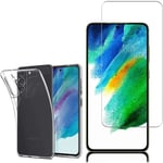 Coque et Verre trempé écran Samsung Galaxy S21 FE 5G 6.4" Silicone Gel UltraSlim et Ajustement Parfait Transparent+1 FilmTC