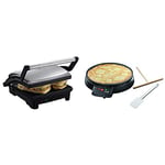 Russell Hobbs Grill 3en1, Cuisson Panini, Viande, Plancha Barbecue de Table, Grande Capacité - 17888-56 CookAtHome & Crêpière Familiale Diamètre 30cm pour Crêpe Party, Thermostat Réglable