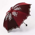 Qualité Sun Umbrella Pluie Mode féminine Princesse Feuilles Double Parapluies Femme Parasol Portable Creative Femme Cadeau Gaodpz (Couleur : Red)