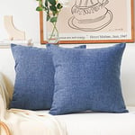 Home Brilliant Decorative Throw Pillow Cases 60 x 60, Navy Blue Cushion Covers for Scatter Cushions, Faux Linen Cushion Covers 60x60, Set of 2, 24inch, Navy Blue