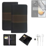 Wallet Case + headphones for Realme 11 Pro+ Protective Cover Brown