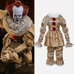 Adult Children Pennywise Cosplay Costume Halloween Party Men's Clown Costume Set.z -a Gold With mask Kids S