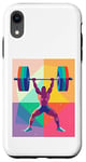 Coque pour iPhone XR Musculaire Guy Overhead Pressing a Massive Barbell