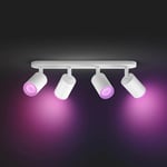 Philips Hue White & Color Ambiance Fugato Spot 4 flg. blanco 4x350lm, regulable, 16 millones de colores, controlable mediante app, compatible con Amazon Alexa (Echo, Echo Dot)