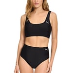 PUMA Women's Crop Bikini Swimsuit Set, Black, Medium