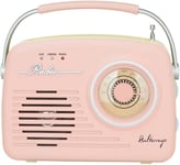 Radio rétro,AM/FM,Lecteur USB/Carte SD,aux in/Prise Casque,Fonctionne sur Pile (Non Incluse) ou câble d'alim (Inclus),Rose(Q209)