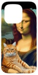 Coque pour iPhone 15 Pro Mona Lisa tenant un chat Portrait d'art Peinture Kitty Cat