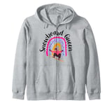 Snowboard Queen Boho Rainbow Snowboarding Girl Winter Sports Zip Hoodie