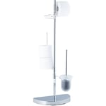 Relaxdays - accessoire wc universel, brosse wc et dérouleur papier, étagère, éléments rotatifs 360°, 86 cm de haut, chrome