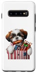 Coque pour Galaxy S10+ Shih Tzu, 4 juillet, côtes levées au barbecue pour hommes, femmes et enfants, chiot, dans une poche