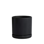 D'vine Dev Pot de Fleurs Rond en céramique avec Trou de Drainage et Soucoupe pour intérieur, 15,2 cm, Noir, 94-O-S-2