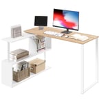 WOLTU Bureau d'angle, Bureau d‘Ordinateur avec Étagère Rangement, Rotation à 360°, Table de Travail PC Table pour Bureau et Salle d‘Etude, 120x100x74cm, Chêne Clair