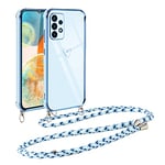 Vauki Coque pour Samsung Galaxy A23 4G avec Cordon de Collier, Galvanisé Etui Housse avec Motif Coeur d'amour, Antichoc Anti-Rayures Case avec Bandoulière pour Samsung A23 4G 6.6", Bleu