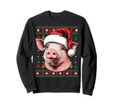 Pig Santa Hat Ugly Christmas Funny Holiday Pig Lover Sweatshirt