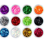 Kroppsglitter, Ansiktsglitter, Festivalglitter, Hårglitter, Nagelglitter, Nail Art Kit, Kosmetiskt glitter 12 artiklar