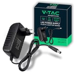 V-TAC Adaptateur Alimentation 12V 30W 2,5A pour Caméras, Bandes LED, Modems - Transformateur Chargeur 12V - Prise 2 Pin EU pour Equipements Electroniques - AC 100-240V 50/60Hz USB - Noir