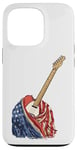 Coque pour iPhone 13 Pro Guitare Américaine USA Drapeau Américain Guitariste Basse Musicien