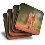 Set of 4 Square Coasters - Caracal African Lynx Cat  #3170