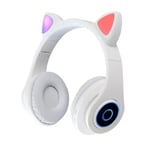 Casque sans fil Bluetooth chat oreille lueur lumiere st¿r¿o basse casques enfants Gamer fille cadeaux PC t¿l¿phone casque de jeu pour IPad-blanc_XINENGJI