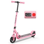 FanttikRide C9 Trottinette Électrique pour Enfants 1,2 m - 1,6 m, 10/16 km/h, Autonomie de 8 km, Écran LED, Hauteur Réglable, Pliable et Légère, pour Enfants jusqu'à 60 kg, Rose