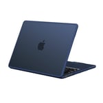 BlueSwan Coque Compatible avec MacBook Air 15 Pouces M2 2023 / M3 2024, A2941 A3114 avec 15,3" Retina, Bord en TPU, Étui Rigide Protection, Housse Anti-Rayures - (Bord Bleu) Minuit Mat