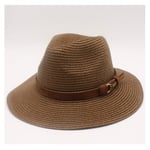 YuanBo WU 2019 Hommes Femmes Paille Casquette de Baseball avec Ceinture Plage Soleil Chapeau Dames Plage Chapeau côté Large Chapeau de Paille Panama 56-58 CM (Color : Coffee, Size : 56-58cm)