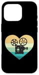 Coque pour iPhone 16 Pro Projecteur de cinéma en forme de cœur avec inscription « Ich liebe Kino »