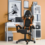 Bigzzia - Fauteuil de Bureau Chaise Gaming - Siège de Bureau Réglable Gaming Racing - avec coussin et dossier inclinable - Orange