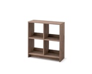 Iris Ohyama, Meuble de rangement ouvert, Bibliothèque, Étagère de 4 casiers,Grande capacité, horizontale & verticale, Bureau, Chambre, Salon - Wood Open Shelf WOS-4 -Marron Cendré