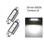 C5W Canbus 39mm vit 6000k Led spollampor SV8.5 2-pack 39mm Vita 6000k 2-pack