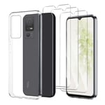 JDXHFF Coque Compatible avec TCL 40 NxtPaper 5G (6.6") Transparent Housse et 3 Pièces Verre trempé écran Film Protecteur - Étui Souple Silicone TPU Case Cover Clear