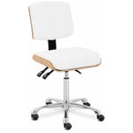 Tabouret chaise siège de bureau à roulette contreplaqué design blanc